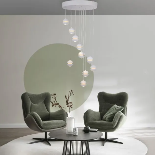 Schöner Wohnen-Kollektion LED Pendelleuchte LINI, weiss, 10-flammig, dimmbar