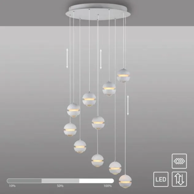 Schöner Wohnen-Kollektion LED Pendelleuchte LINI, weiss, 10-flammig, dimmbar