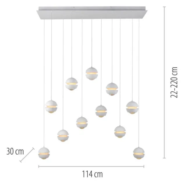 SCHÖNER WOHNEN-Kollektion LED Pendelleuchte LINI, weiss, 11-flammig, dimmbar