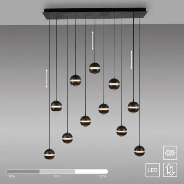 Schöner Wohnen-Kollektion LED Pendelleuchte LINI schwarz, 11-flammig, dimmbar