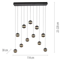 Schöner Wohnen-Kollektion LED Pendelleuchte LINI schwarz, 11-flammig, dimmbar