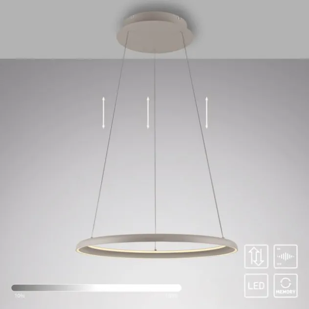 Schöner Wohnen-Kollektion LED Pendelleuchte QUILLO, sandfarben, dimmbar, Memoryfunktion