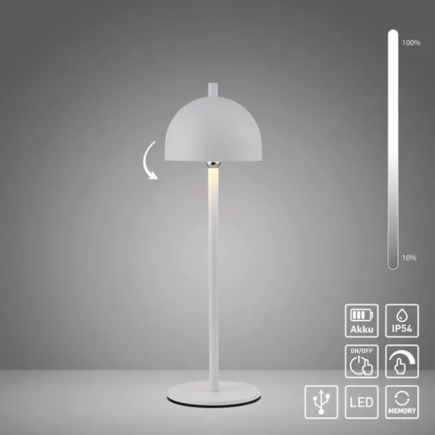 Schöner Wohnen-Kollektion LED Akku Tischleuchte BELLIES, weiss, aufladbar, USB-Ladekabel