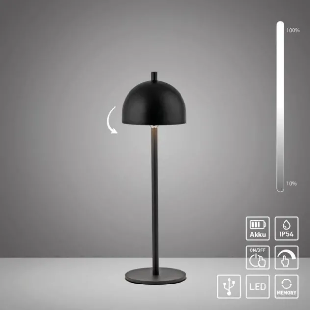 Schöner Wohnen-Kollektion LED Akku Tischleuchte BELLIES, schwarz, aufladbar, USB-Ladekabel