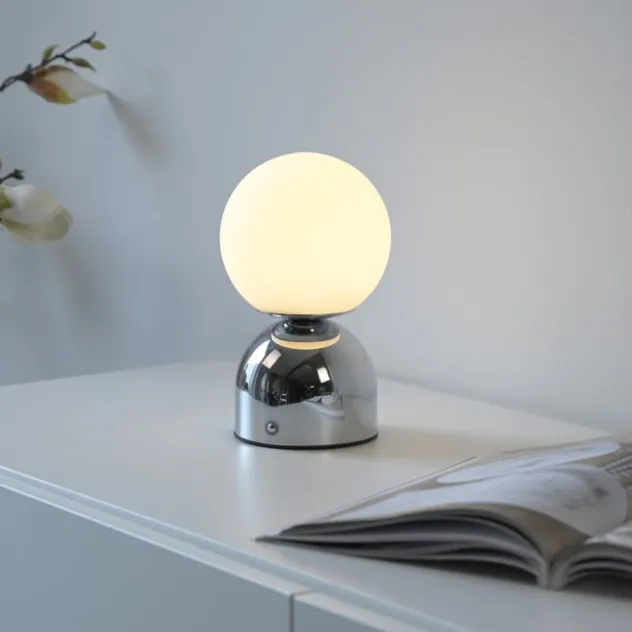 Schöner Wohnen-Kollektion LED Akku Tischleuchte RUDI, chrom, USB-Ladekabel