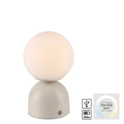Schöner Wohnen-Kollektion LED Akku Tischleuchte RUDI, Sandfarben, USB Ladekabel