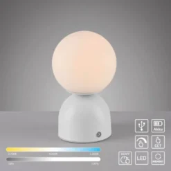 Schöner Wohnen-Kollektion LED Akku Tischleuchte RUDI, weiss, USB-Ladekabel