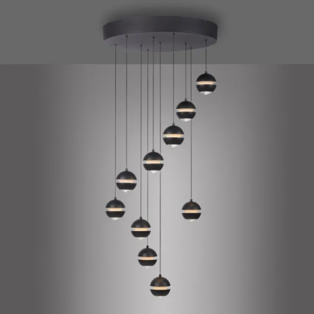 Schöner Wohnen-Kollektion LED Pendelleuchte LINI schwarz, 10-flammig, dimmbar