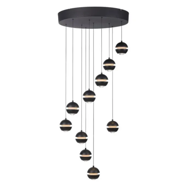 Schöner Wohnen-Kollektion LED Pendelleuchte LINI schwarz, 10-flammig, dimmbar