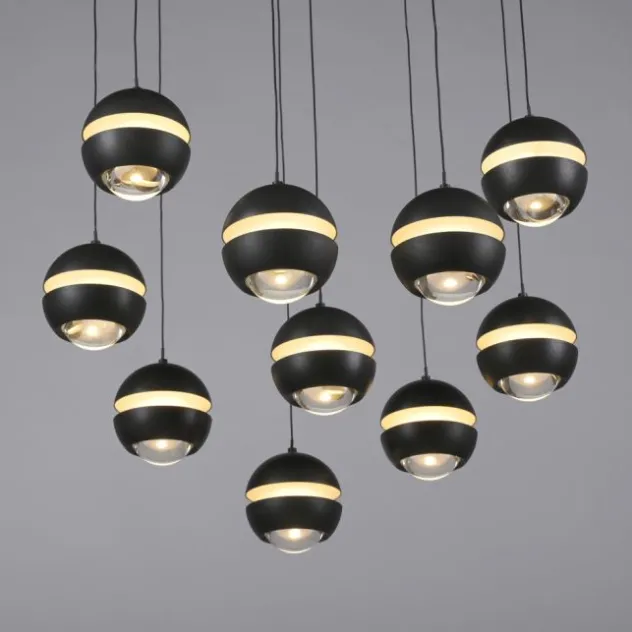 Schöner Wohnen-Kollektion LED Pendelleuchte LINI schwarz, 10-flammig, dimmbar