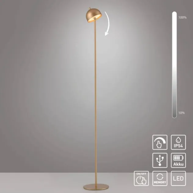 Schöner Wohnen-Kollektion LED Akku Stehleuchte BELLIES, gold, aufladbar, USB-Ladekabel