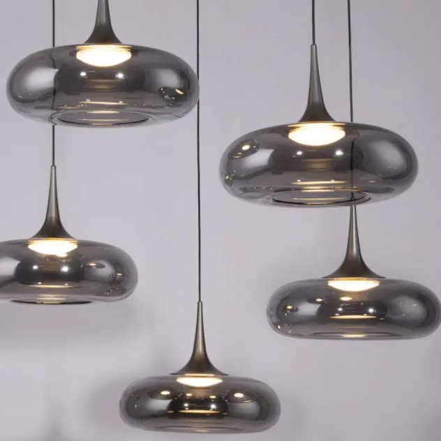 Schöner Wohnen-Kollektion LED Pendelleuchte POSH, grau, 7-flammig, dimmbar