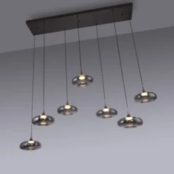 Schöner Wohnen-Kollektion LED Pendelleuchte POSH, grau, 7-flammig, dimmbar