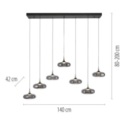 Schöner Wohnen-Kollektion LED Pendelleuchte POSH, grau, 7-flammig, dimmbar
