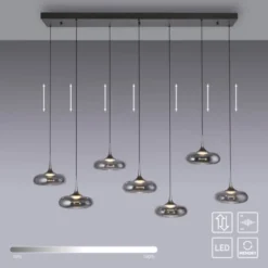 Schöner Wohnen-Kollektion LED Pendelleuchte POSH, grau, 7-flammig, dimmbar