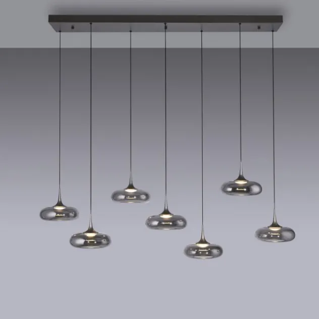 Schöner Wohnen-Kollektion LED Pendelleuchte POSH, grau, 7-flammig, dimmbar