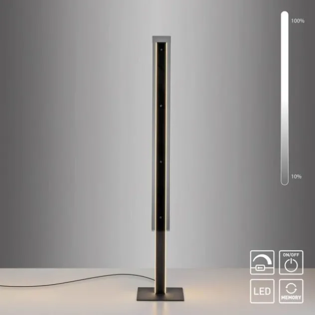 Schöner Wohnen-Kollektion LED Stehleuchte LENA, schwarz, Schnurdimmer, Memory