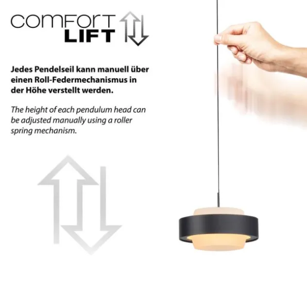 Schöner Wohnen Kollektion LED Pendelleuchte Elmo, schwarz Comfort Lift