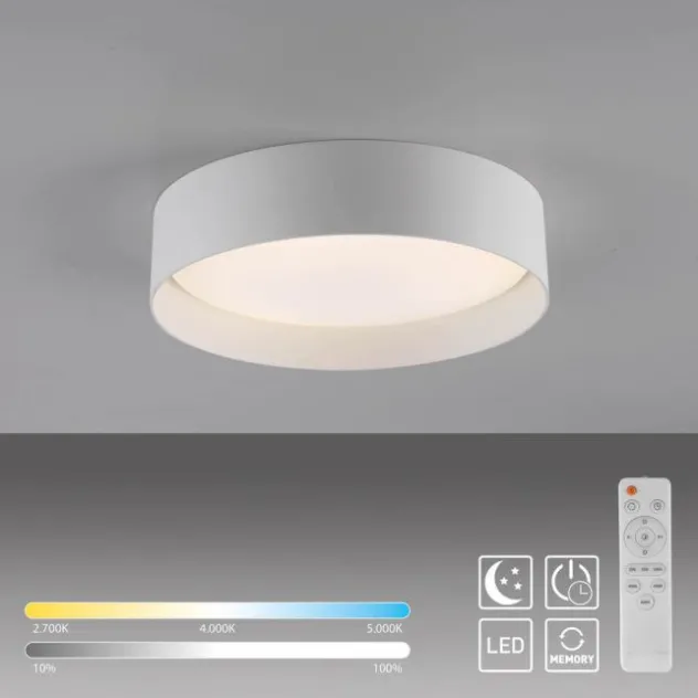 Schöner Wohnen-Kollektion LED Deckenleuchte TAVOLI weiss, rund D=28,5cm, dimmbar, Fernbedienung