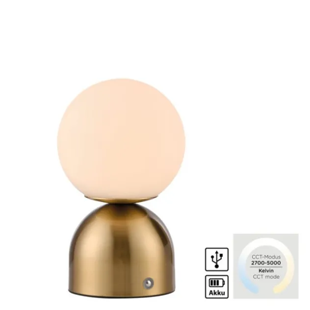 SCHÖNER WOHNEN-Kollektion LED Akku Tischleuchte RUDI, gold, USB-Ladekabel