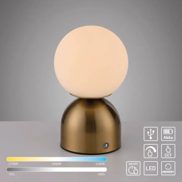 SCHÖNER WOHNEN-Kollektion LED Akku Tischleuchte RUDI, gold, USB-Ladekabel