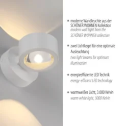 Schöner Wohnen-Kollektion LED Wandleuchte CHIA, weiss, Up- & Down Light