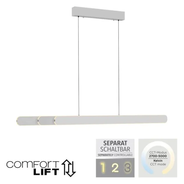 Schöner Wohnen-Kollektion LED Pendelleuchte ADRIANA ROUND, weiss, dimmbar