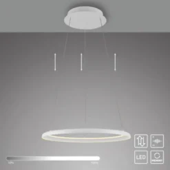 Schöner Wohnen-Kollektion LED Pendelleuchte QUILLO, weiss, rund, dimmbar, Lift