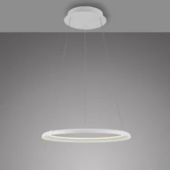 Schöner Wohnen-Kollektion LED Pendelleuchte QUILLO, weiss, rund, dimmbar, Lift