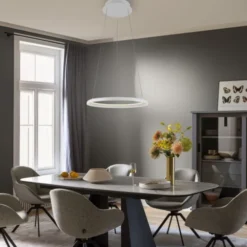 Schöner Wohnen-Kollektion LED Pendelleuchte QUILLO, weiss, rund, dimmbar, Lift