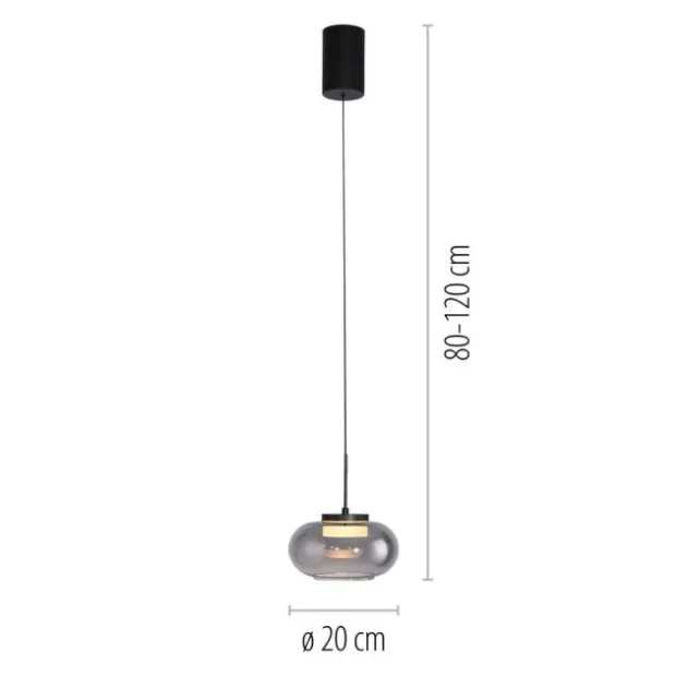 Schöner Wohnen-Kollektion Pendelleuchte SIA schwarz, Rauchglas, dimmbar