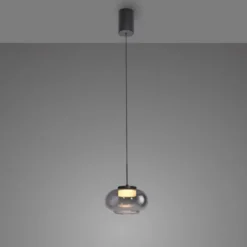 Schöner Wohnen-Kollektion Pendelleuchte SIA schwarz, Rauchglas, dimmbar