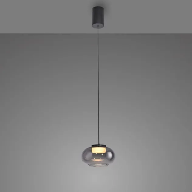 Schöner Wohnen-Kollektion Pendelleuchte SIA schwarz, Rauchglas, dimmbar