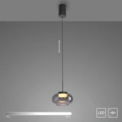 Schöner Wohnen-Kollektion Pendelleuchte SIA schwarz, Rauchglas, dimmbar