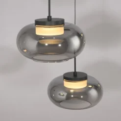 Schöner Wohnen-Kollektion Pendelleuchte SIA schwarz, 5-flammig, Rauchglas, dimmbar