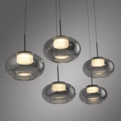 Schöner Wohnen-Kollektion Pendelleuchte SIA schwarz, 5-flammig, Rauchglas, dimmbar