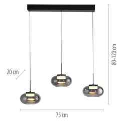 Schöner Wohnen-Kollektion Pendeleuchte SIA schwarz, 3-flammig, dimmbar, SimplyDim, höhenverstellbar