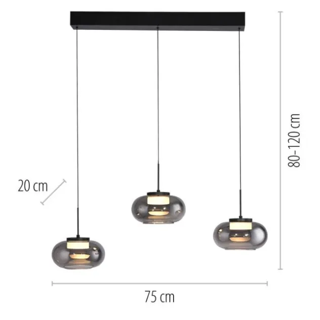 Schöner Wohnen-Kollektion Pendeleuchte SIA schwarz, 3-flammig, dimmbar, SimplyDim, höhenverstellbar