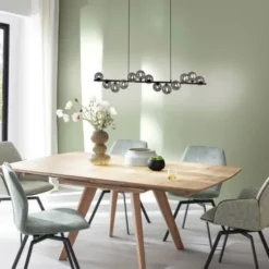 Schöner Wohnen-Kollektion Pendelleuchte DUBAI, schwarz, Rauchglas, höhenverstellbar