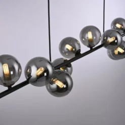 Schöner Wohnen-Kollektion Pendelleuchte DUBAI, schwarz, Rauchglas, höhenverstellbar
