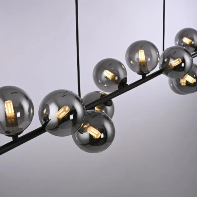 Schöner Wohnen-Kollektion Pendelleuchte DUBAI, schwarz, Rauchglas, höhenverstellbar