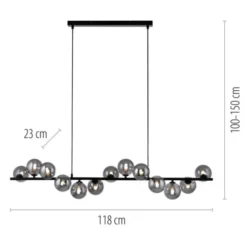 Schöner Wohnen-Kollektion Pendelleuchte DUBAI, schwarz, Rauchglas, höhenverstellbar