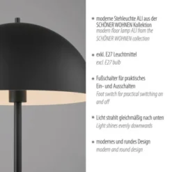 Schöner Wohnen-Kollektion Stehleuchte ALI, schwarz, Fußschalter