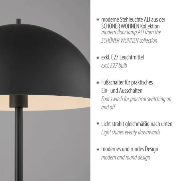 Schöner Wohnen-Kollektion Stehleuchte ALI, schwarz, Fußschalter
