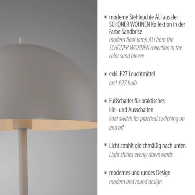 Schöner Wohnen-Kollektion Stehleuchte ALI, sandfarben, Fußschalter