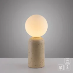 Schöner Wohnen-Kollektion Tischleuchte TRAVENTA, sandfarben, Travertin-Optik, E27 Leuchtmittel wählbar