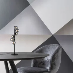 Schöner Wohnen-Kollektion Tischleuchte DUBAI, schwarz, Rauchglas, Schnurschalter