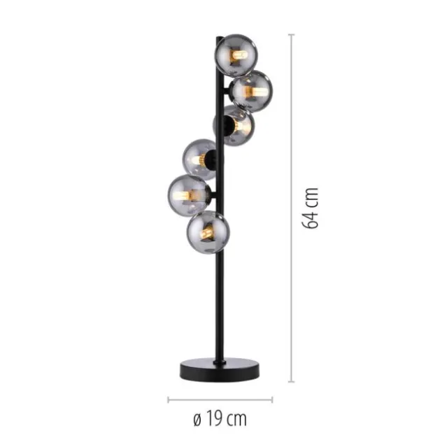 Schöner Wohnen-Kollektion Tischleuchte DUBAI, schwarz, Rauchglas, Schnurschalter