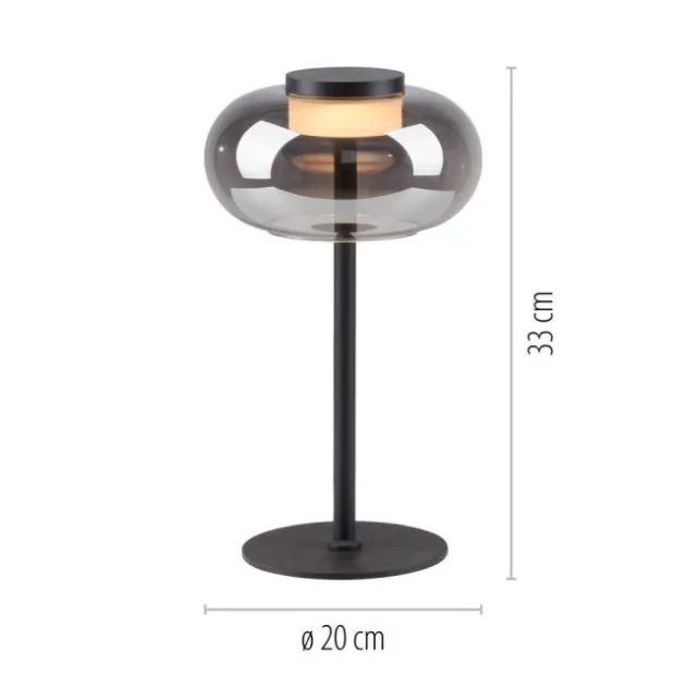 Schöner Wohnen-Kollektion Tischleuchte SIA schwarz, Rauchglas, Schnurschalter