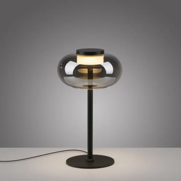 Schöner Wohnen-Kollektion Tischleuchte SIA schwarz, Rauchglas, Schnurschalter